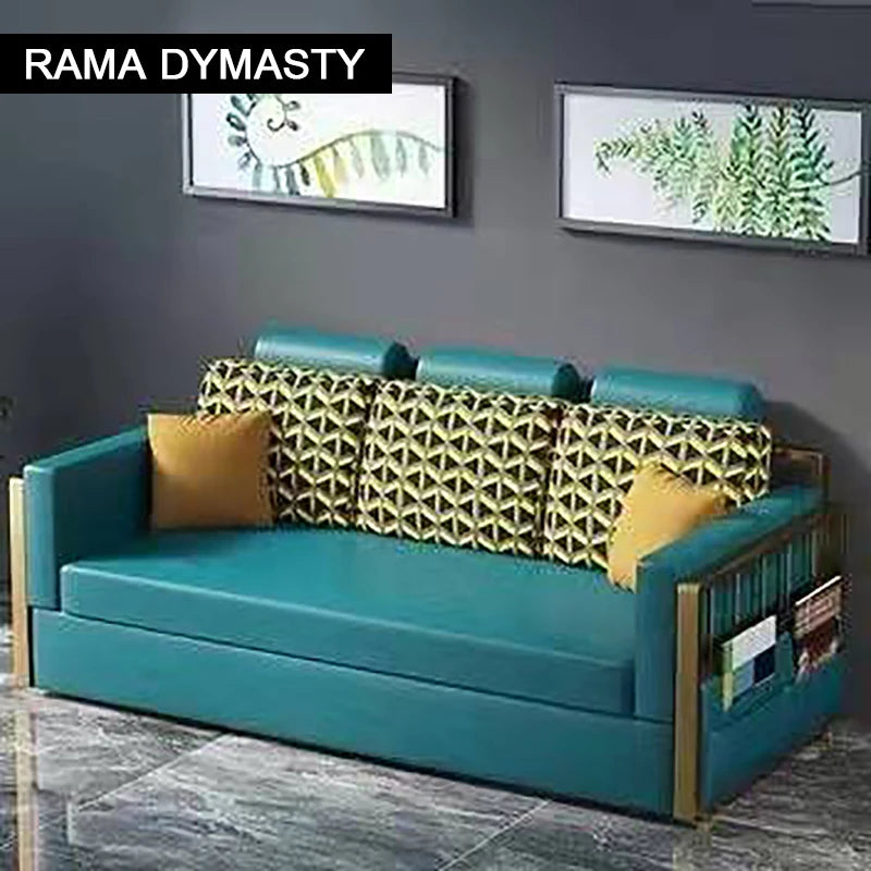 Modern Rama Dymasty sofa cama in yellow, 200-240cm, with clean lines and comfortable seating for living room or guest space.
