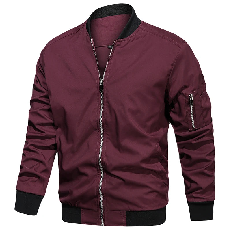 ReFire Gear men's khaki bomber jacket, lightweight and modern, suitable for spring and fall, with a sleek design and zip closure.