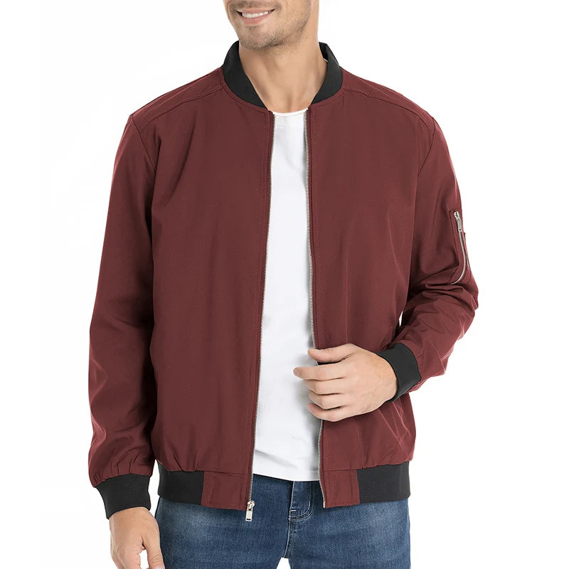 ReFire Gear men's khaki bomber jacket, lightweight and modern, perfect for spring and fall seasons.