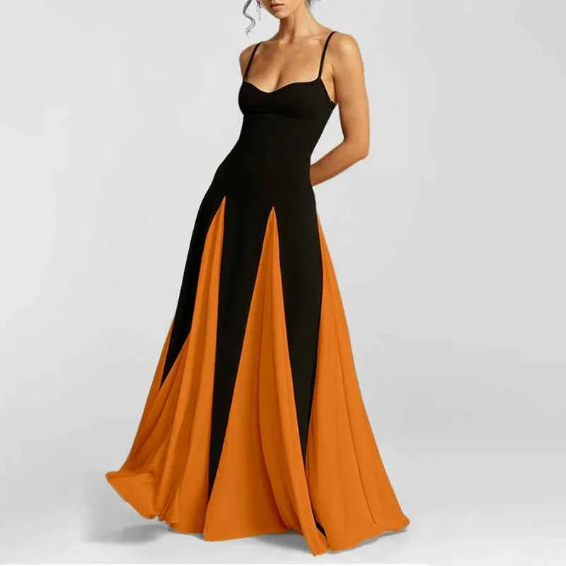 Pink midi dress for women by RHJPEADL with thin straps, elegant vacation style, in a line A fit, perfect for summer outings.