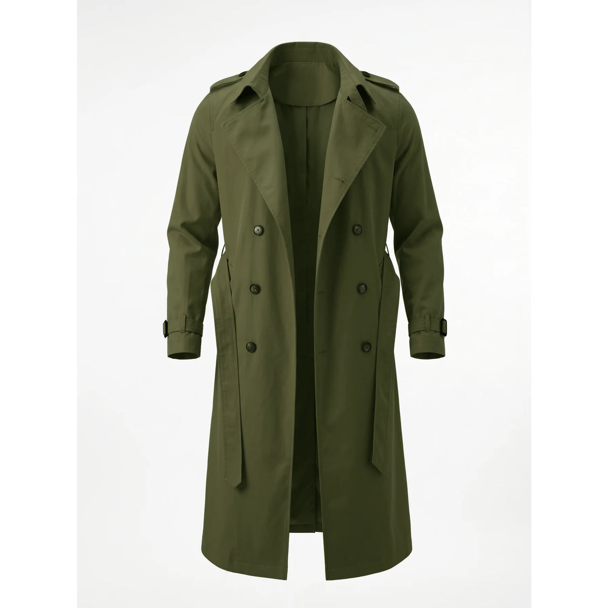 Black men's RVHSWDS raincoat with windproof fabric, long casual design for spring and fall outdoor hiking and everyday wear.