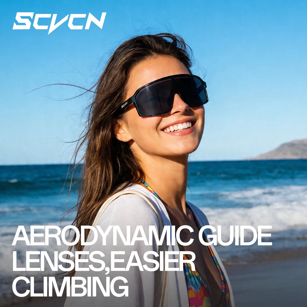 SCVCN photochromic sports sunglasses for men and women, UV400 UV protection, stylish cycling eyewear, outdoor accessory.