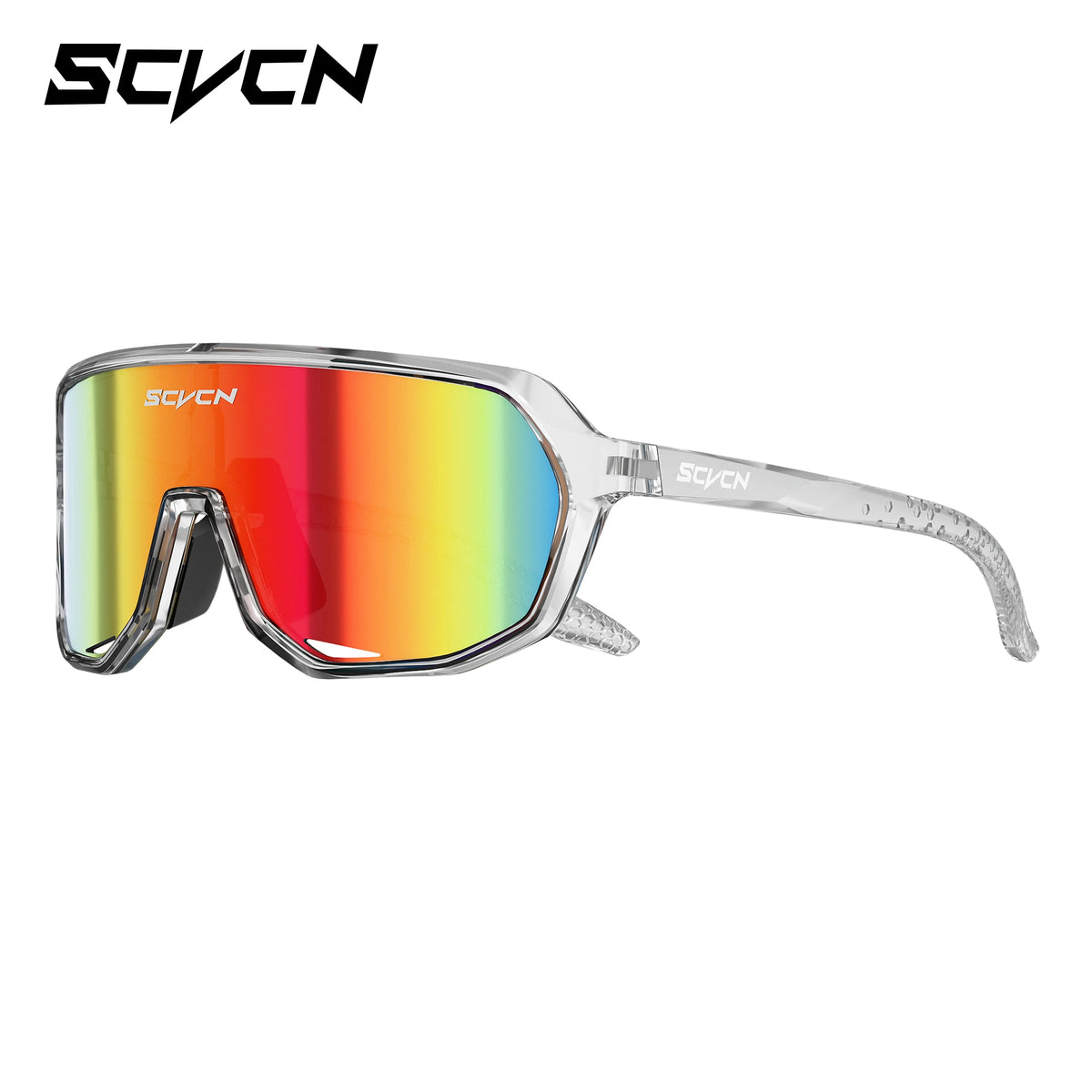 SCVCN UV400 polarized sports sunglasses for cycling and outdoor activities with sleek design and impact-resistant lenses.