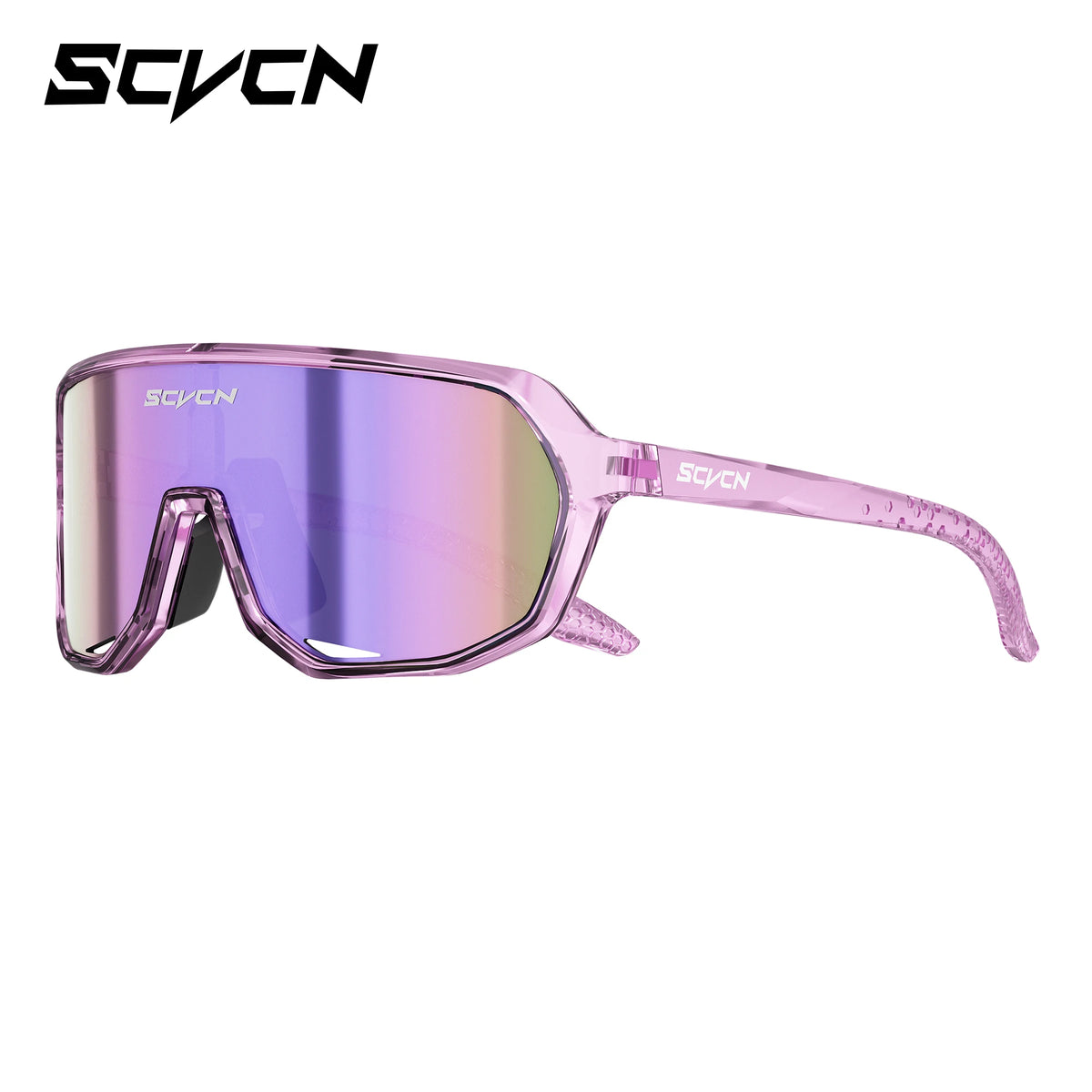 SCVCN polarized UV400 sport sunglasses for cycling and outdoor activities, with sleek frame and tinted lenses.