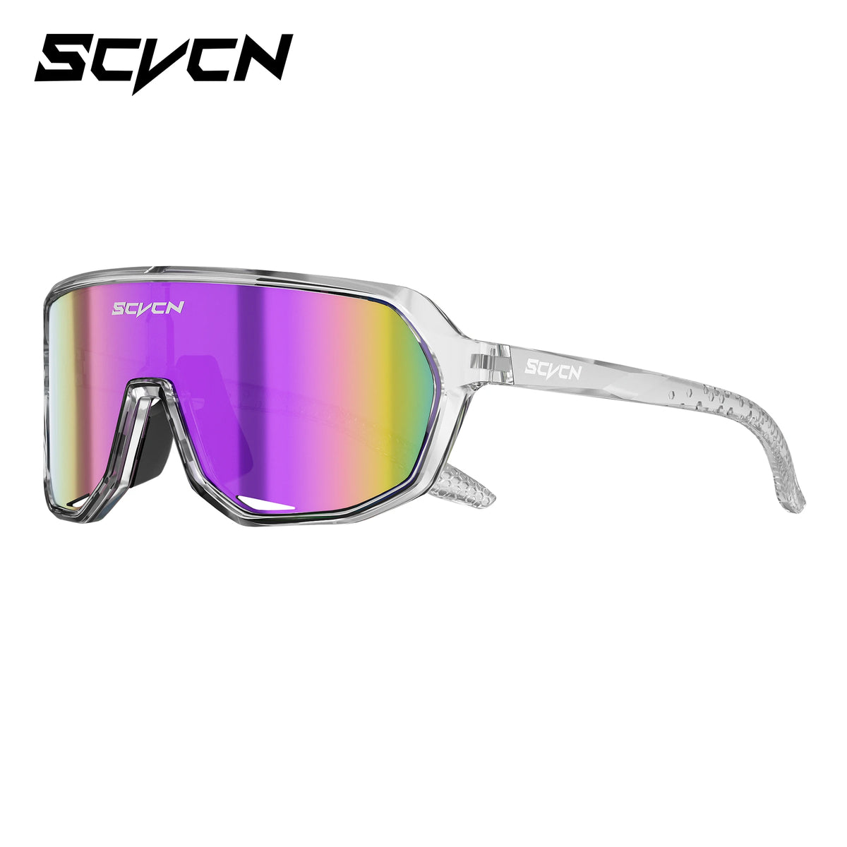 SCVCN polarized UV400 sports sunglasses for cycling and outdoor activities, with sleek frame and tinted lenses for UV protection.