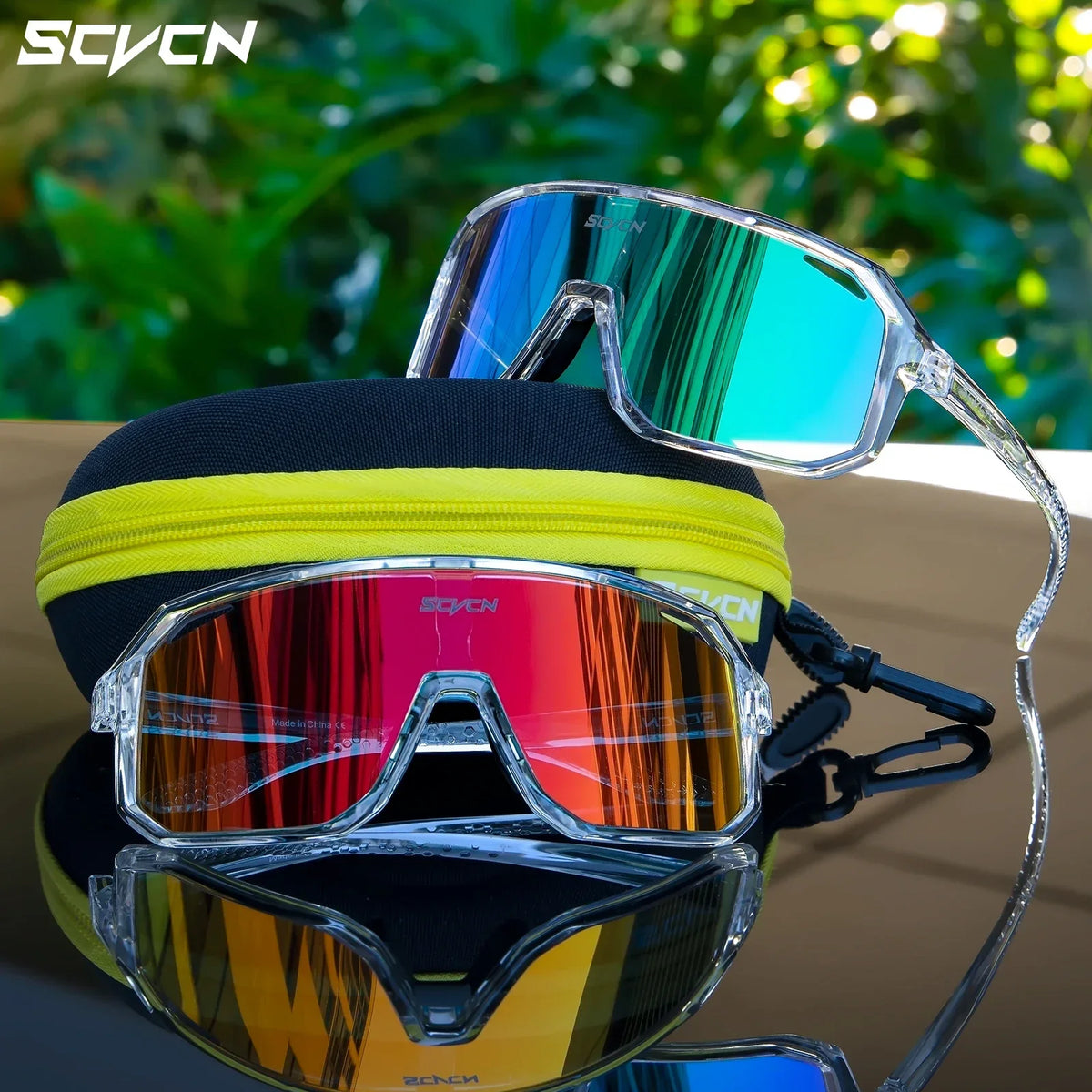 SCVCN UV400 sports sunglasses for men and women, cycling and driving sunglasses with durable frame and tinted lenses