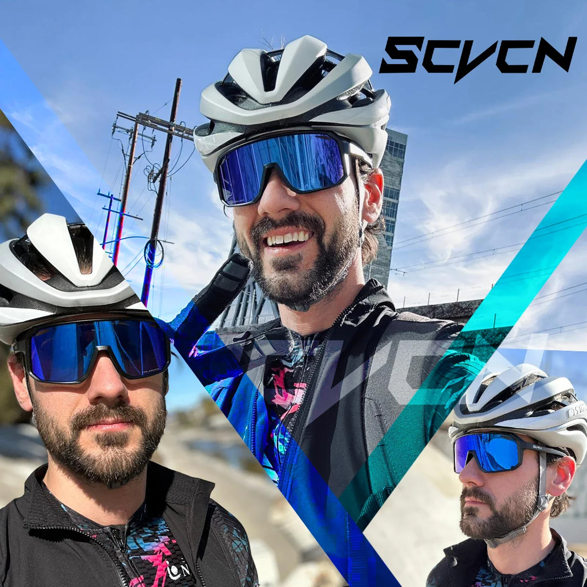 SCVCN photochromic cycling sunglasses with UV400 protection for men and women, designed for sports and outdoor cycling.
