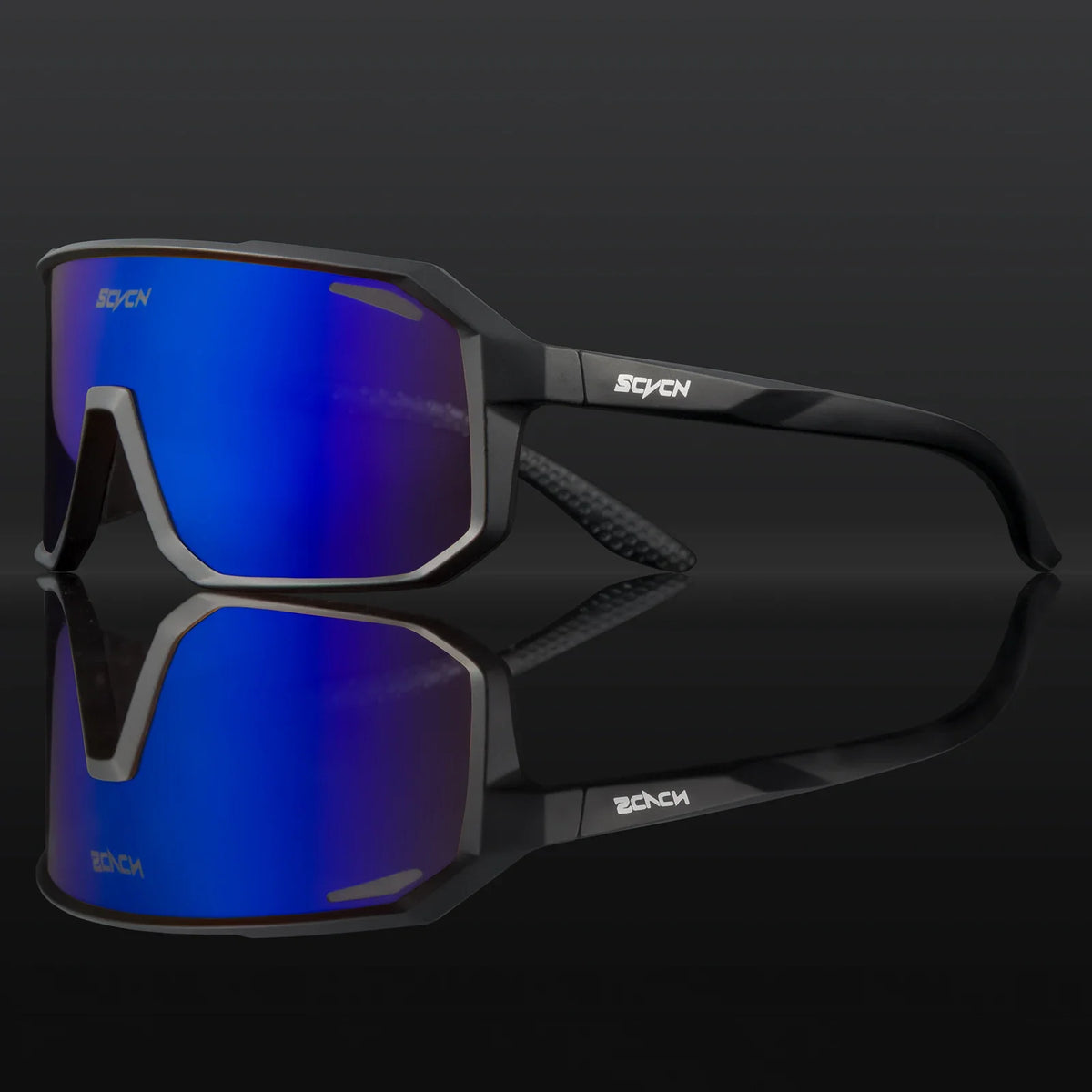 SCVCN photochromic cycling sunglasses for men and women with UV400 protection, sporty design, suitable for cycling activities.