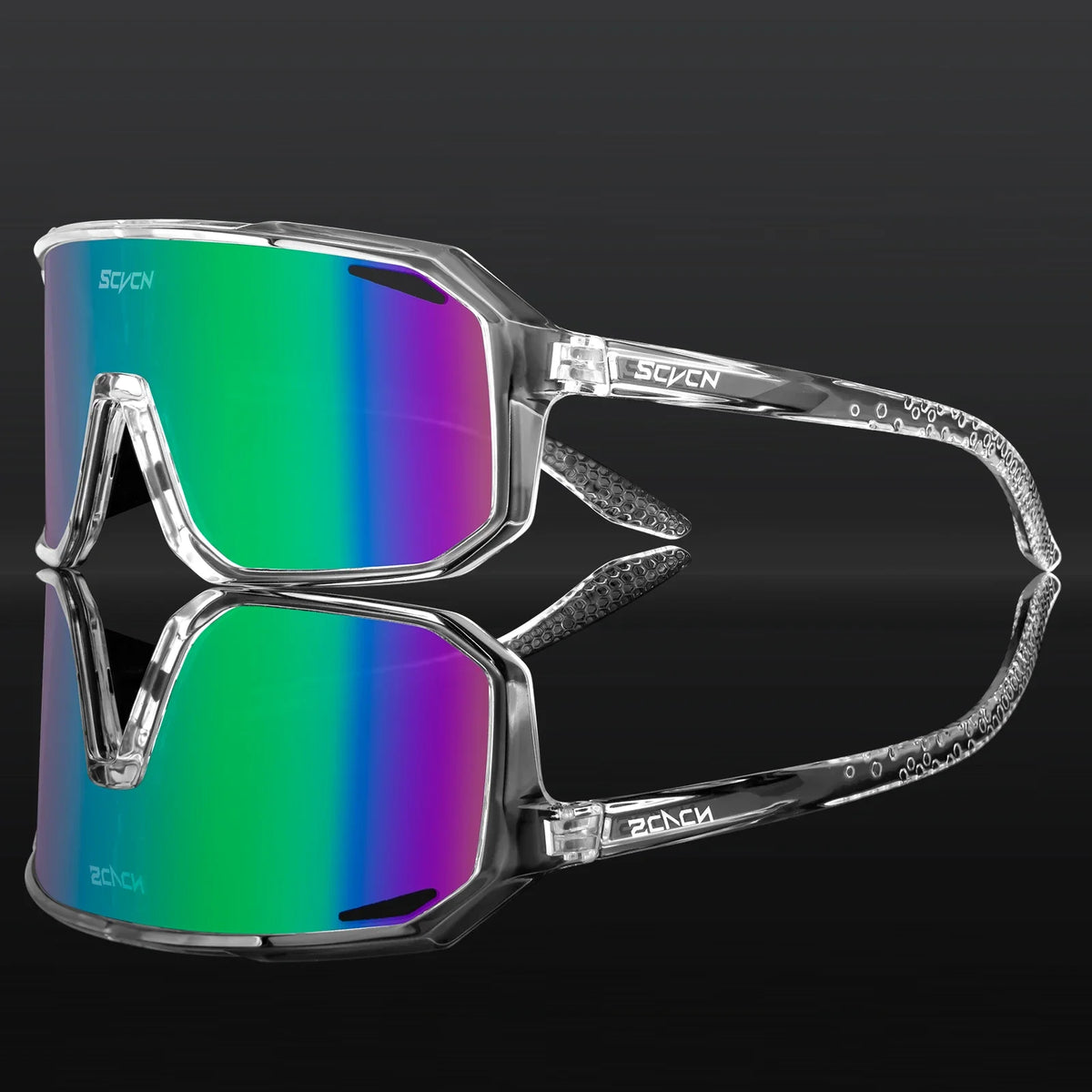 SCVCN photochromic cycling sunglasses with UV400 protection for men and women, designed for sports and outdoor riding.