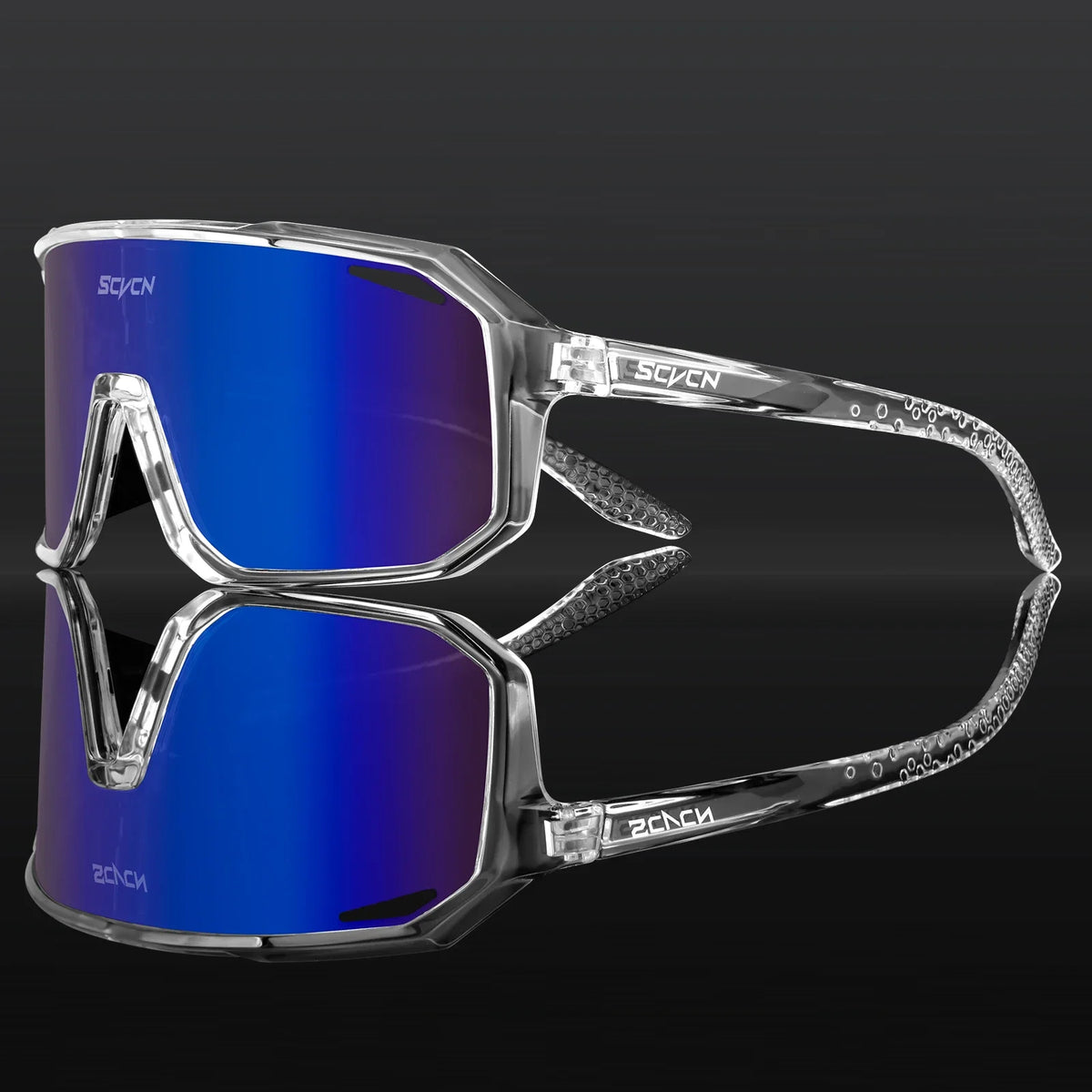 SCVCN photochromic cycling sunglasses with UV400 protection for men and women, sporty design, ideal for outdoor cycling activities.