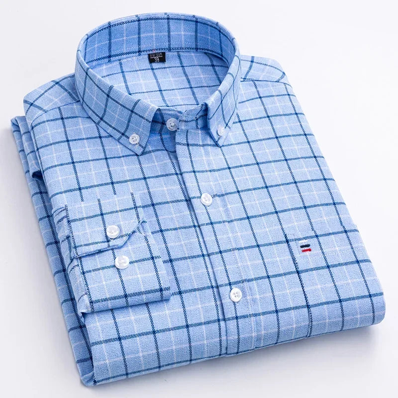 Long sleeve men's casual shirt by ShirtPlus in 7XL size, made of cotton, with a fitted style for larger sizes.