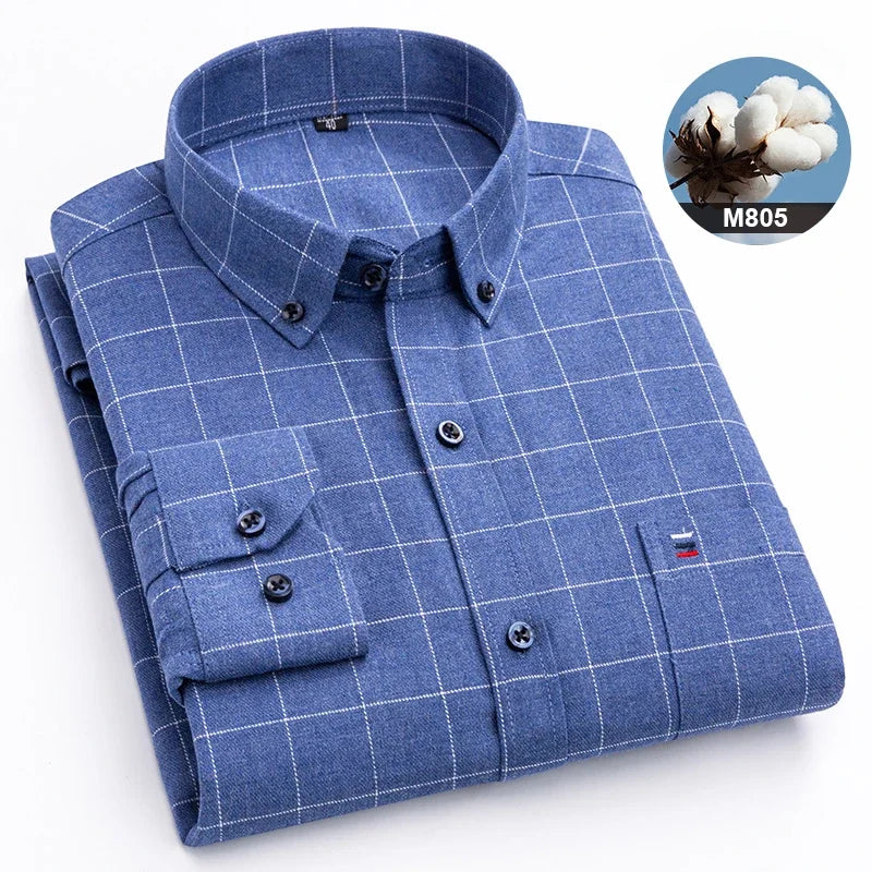 Long-sleeve men's casual shirt by ShirtPlus, 7XL size, fitted cotton, suitable for plus-size men, in a natural fabric look.