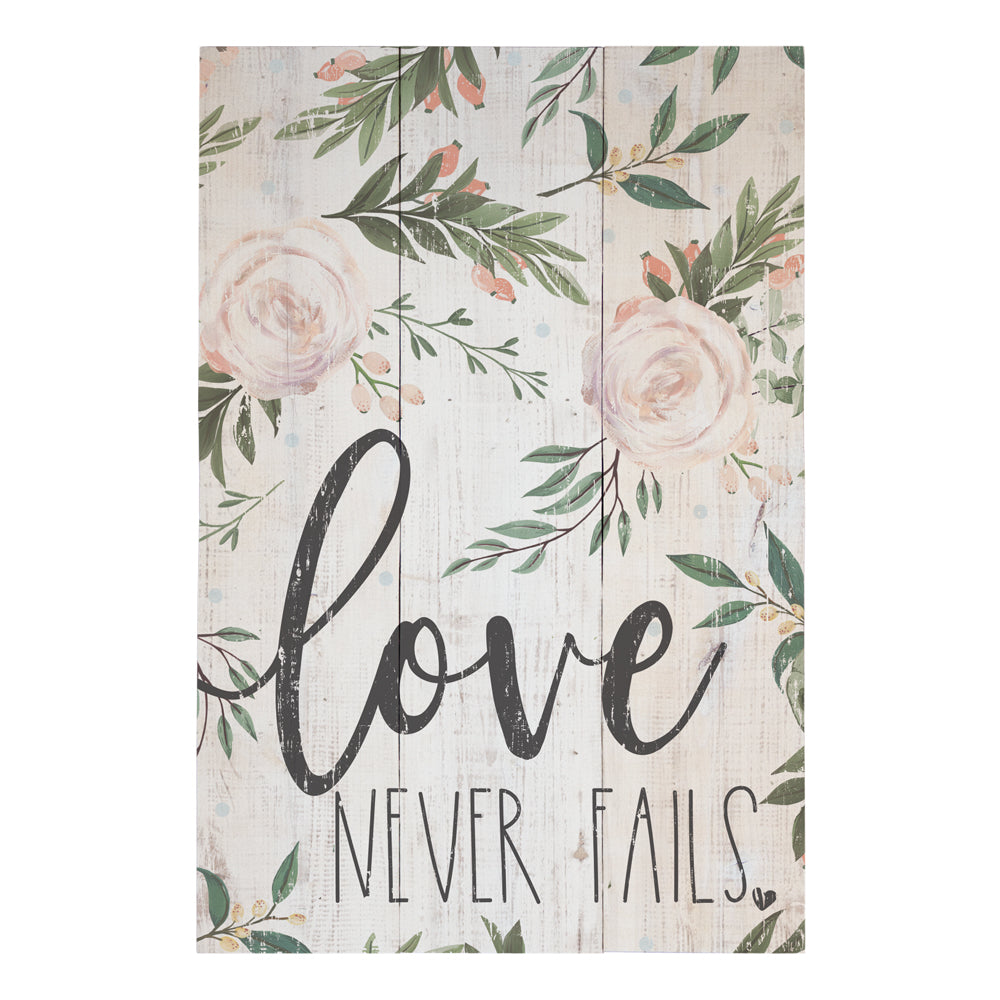 Arte Rústico Amor Nunca Falla 16" | DC-Sincere Surroundings | Decoración Hogar