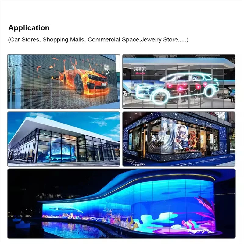 Transparent LED display Starlight-display P10 with controller, high brightness 1500-6500cd/m², ideal for electronic signage.