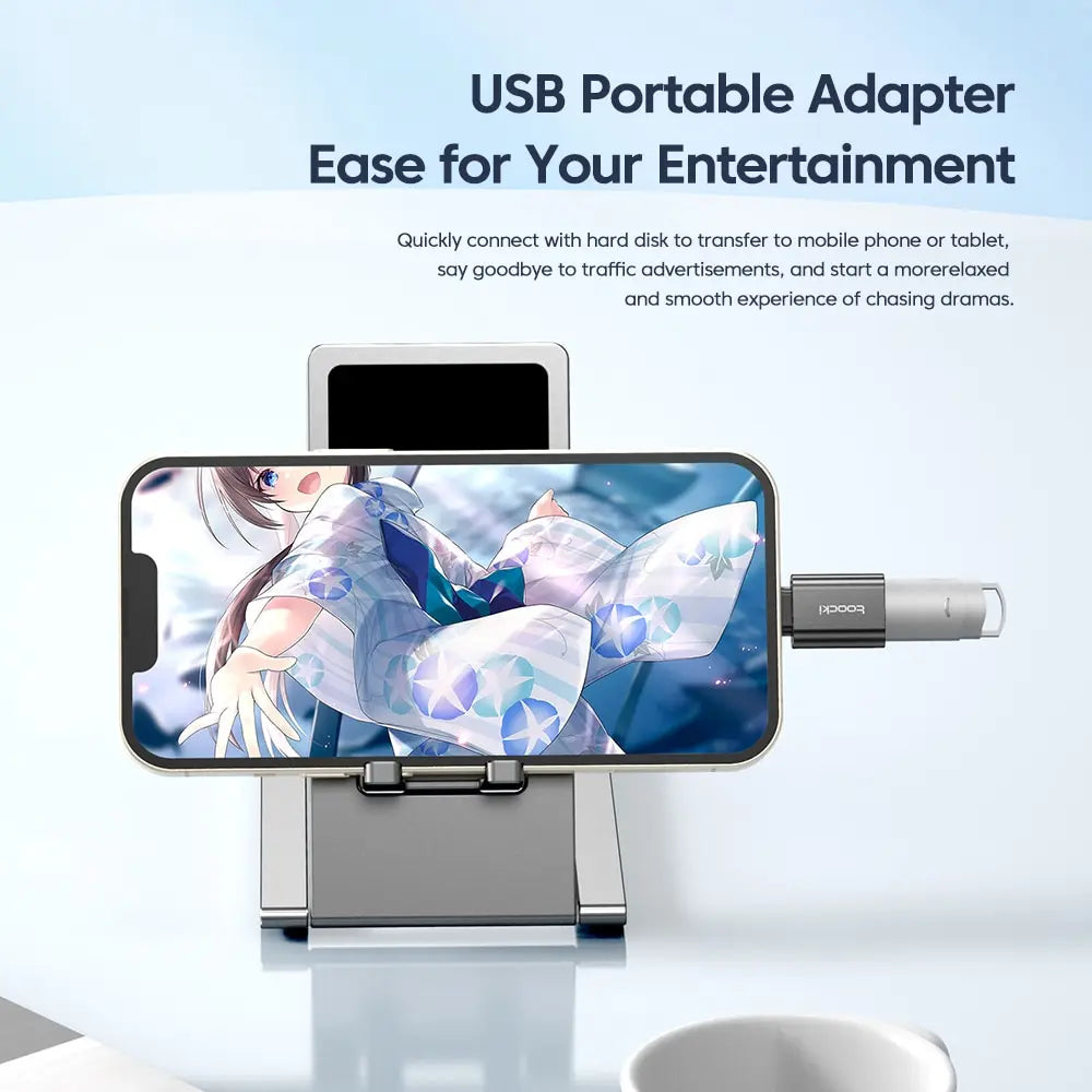 Toocki USB-C male to USB-A female adapter, compact electronic accessory in blue for quick connection between devices.