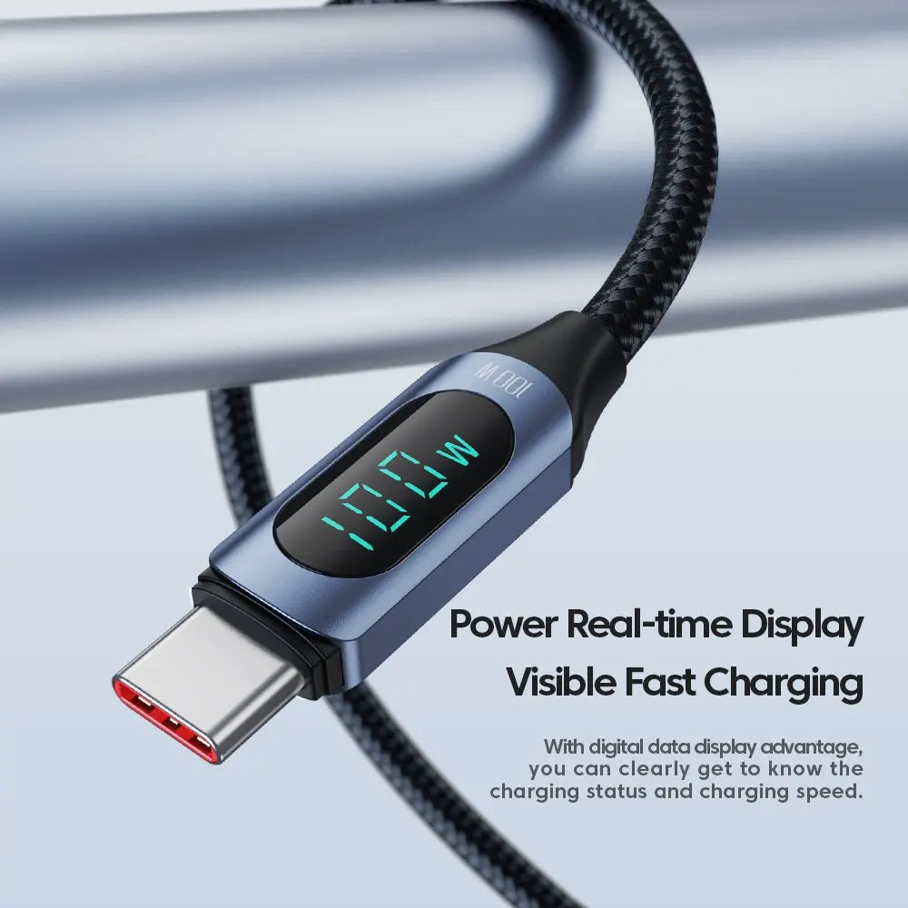 Toocki USB-C cable with 100W PD fast charging for Xiaomi, MacBook, and iPad, shown in white with 1-meter length.