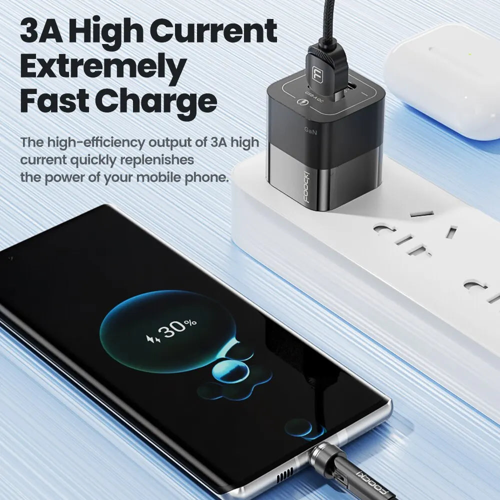 Toocki magnetic USB-C cable 2m, 3A fast charging and data transfer, with 360-degree rotation for electronic device compatibility.