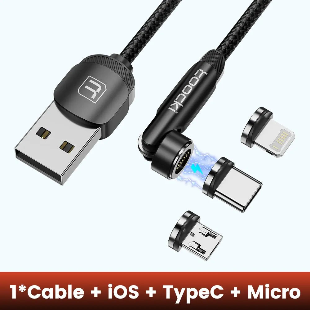Toocki magnetic USB-C charging and data cable, 2 meters, 3A fast charging, swivel design, ideal for electronic device connections.