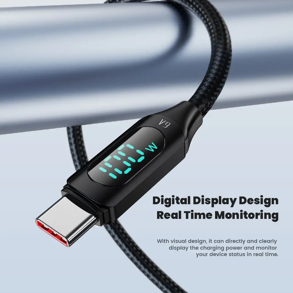 Blue Toocki USB-C cable 1 meter for Huawei and Samsung, supports 100W fast charging, ideal for electronic devices.