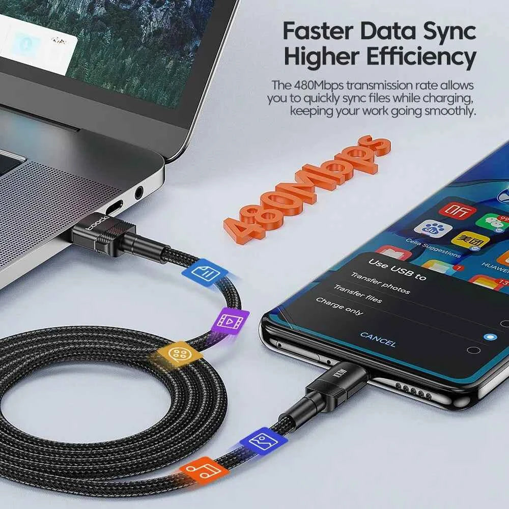 Toocki USB C to C cable with 100W fast charging for iPhone 12-15, purple, 0.5 meters, suitable for rapid device charging.