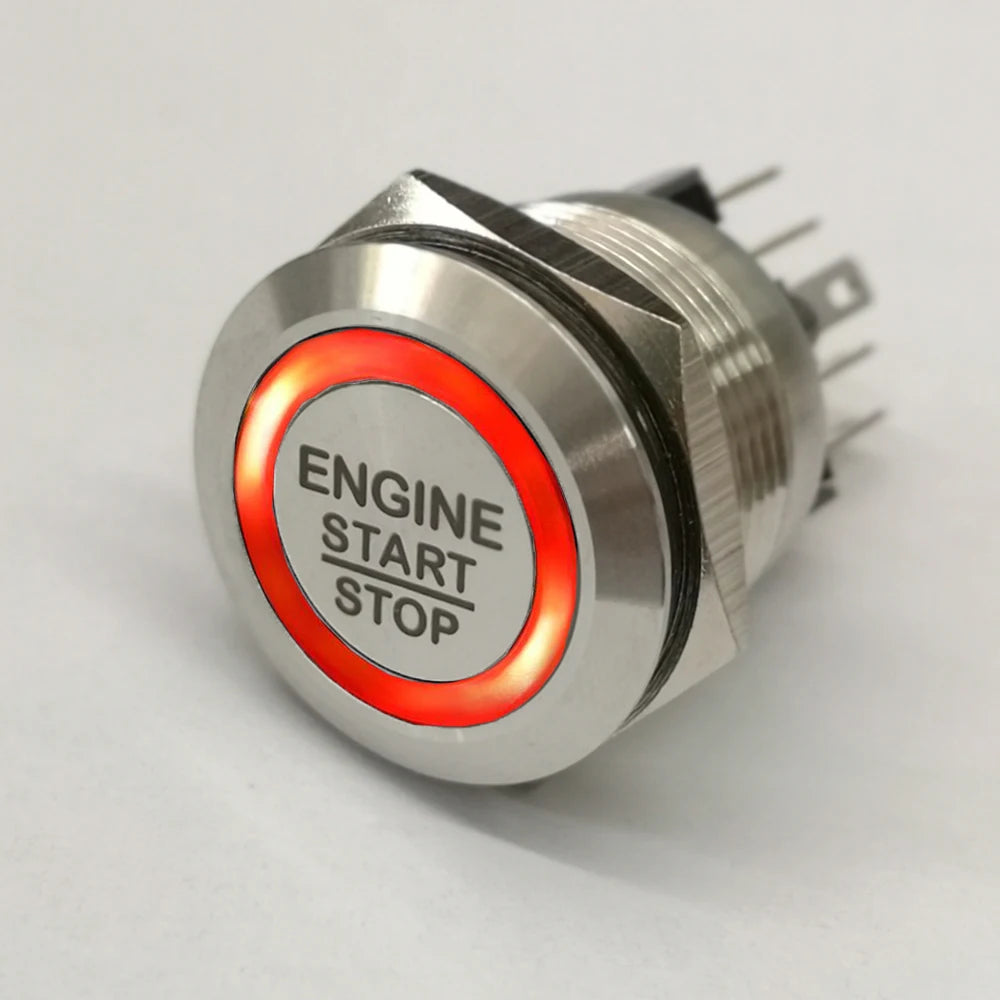 VEARGREE motor start-stop button switch with luminous ring, 19-30mm, momentary push button for electrical components.
