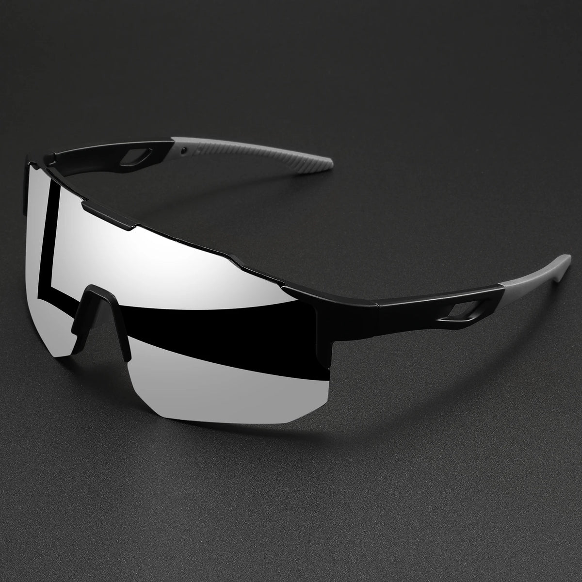Vegueros sporty UV400 wraparound sunglasses for cycling and hiking with mirrored green lenses, durable and lightweight design.
