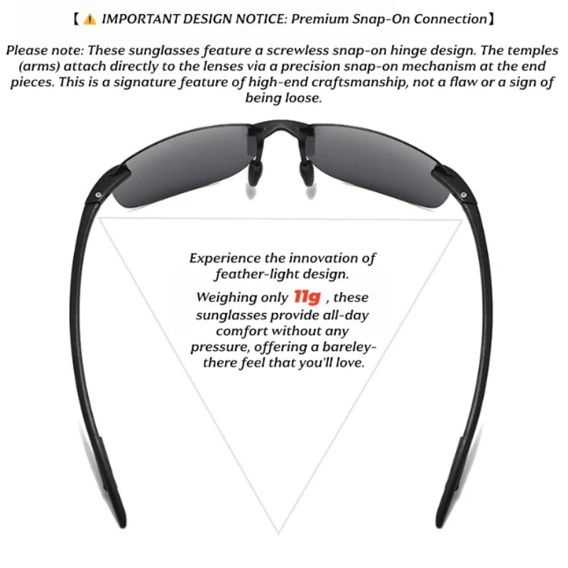 Vegueros polarized sunglasses for men, ultralight TR90 sports sunglasses suitable for driving and fishing, with sleek black frames.