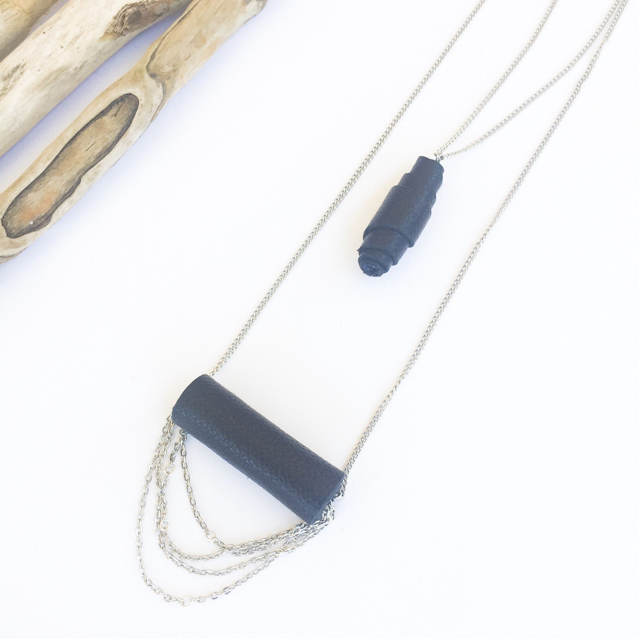 Menzi Leather & Chain Necklace