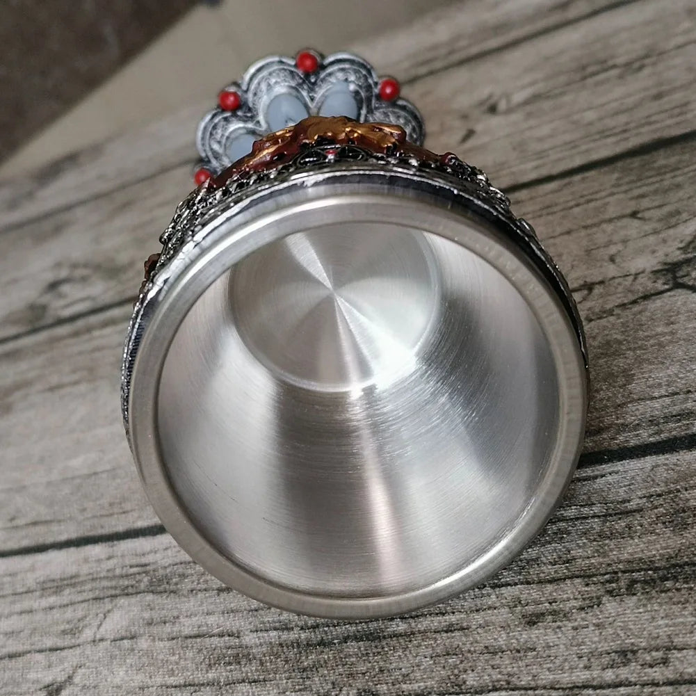 VOFUN medieval knight cup with stainless steel and resin design, featuring a gothic skull motif for home kitchen and dining.