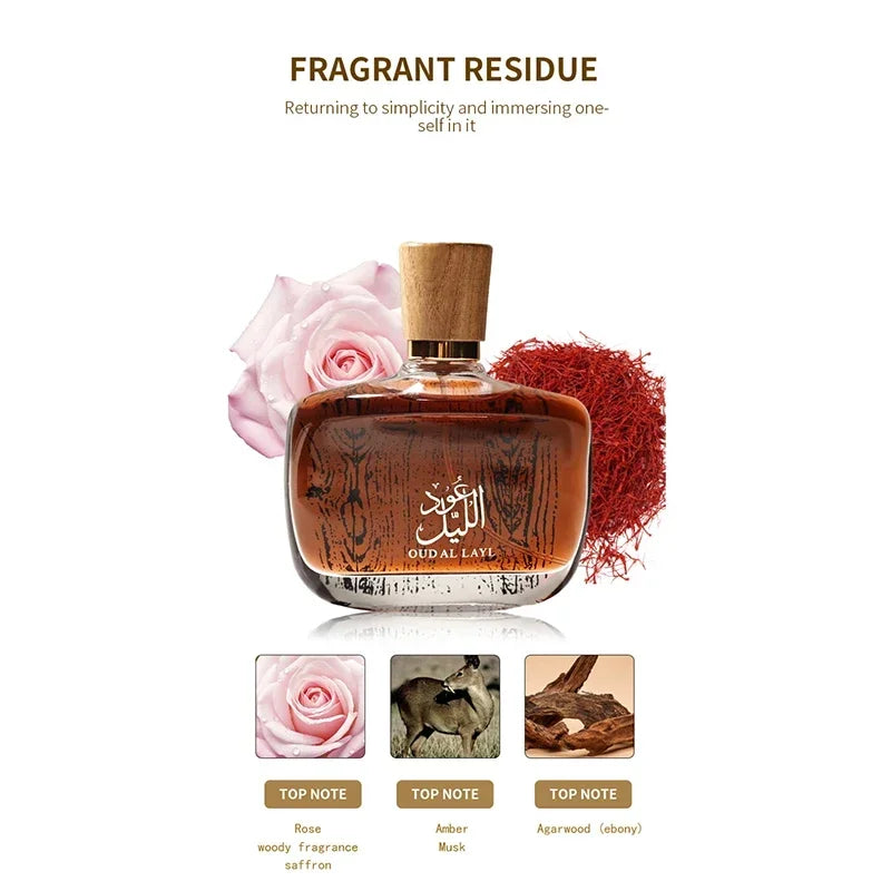 WarmKISS Arab Sándalo perfume with agar wood and musk, 50ml, elegant Eau de Parfum bottle with floral and woody notes.