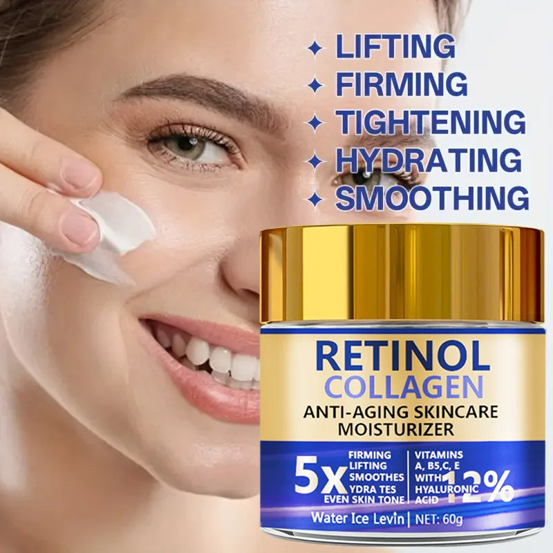 Cream jar of Water Ice Levin Retinol and Collagen Facial Cream, 60g, showing the product container and label.