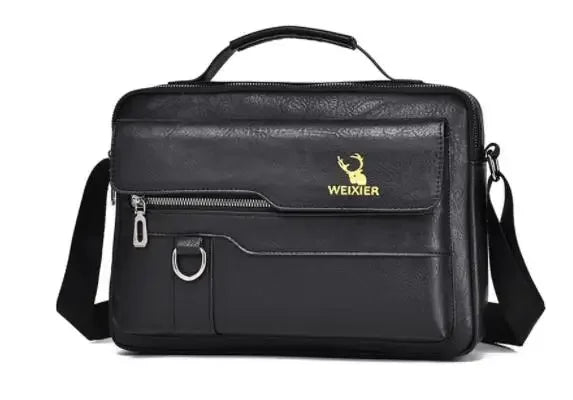 Weixier men's synthetic leather crossbody shoulder bag, ideal for travel and business, with adjustable strap and compact design.