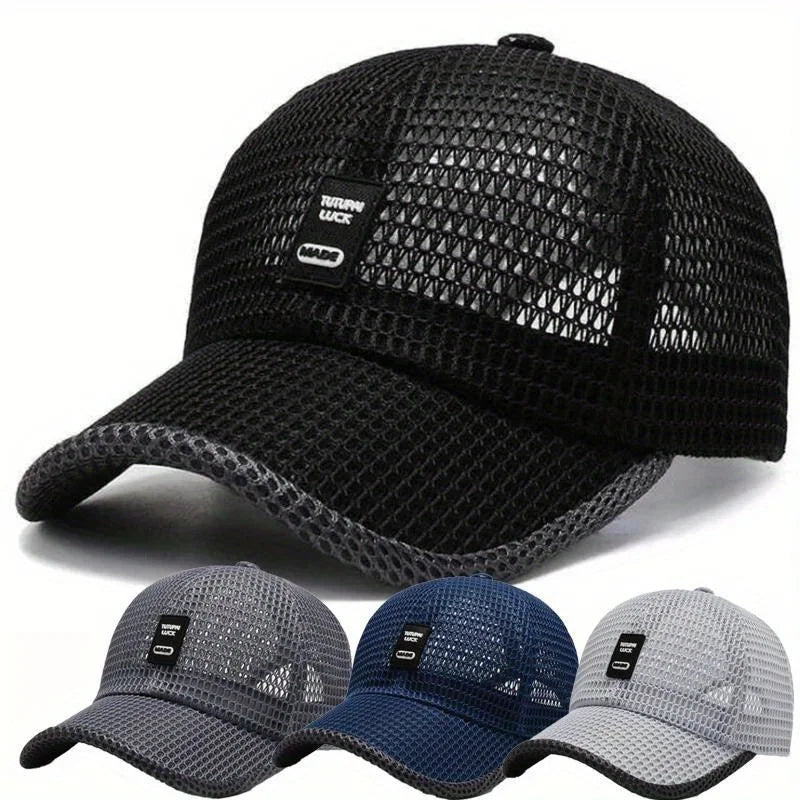 Dark blue WRELS summer baseball cap with UV protection and breathable mesh for sun protection and airflow.