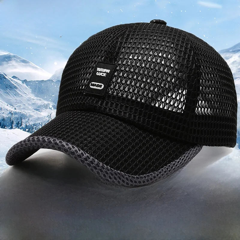 Dark blue WRELS summer baseball cap with UV protection and breathable mesh fabric for comfortable outdoor wear.