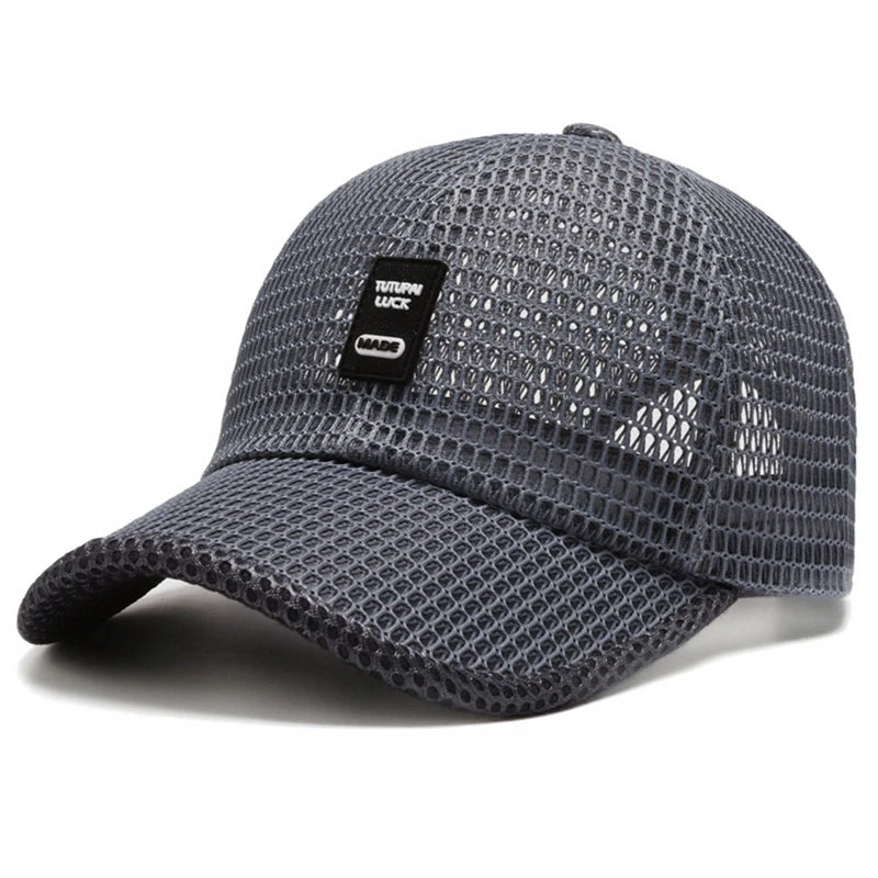 Dark blue WRELS summer baseball cap with UV protection and breathable mesh for sun protection and comfort.