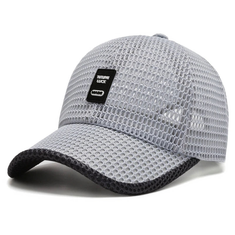 Dark blue WRELS baseball cap with UV protection and breathable mesh, ideal for summer outdoor wear.