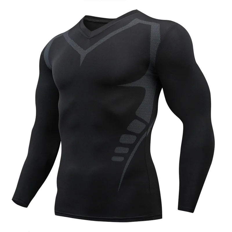 Black men's WYHYAYE quick-dry sports compression t-shirt, designed for fitness and active wear.