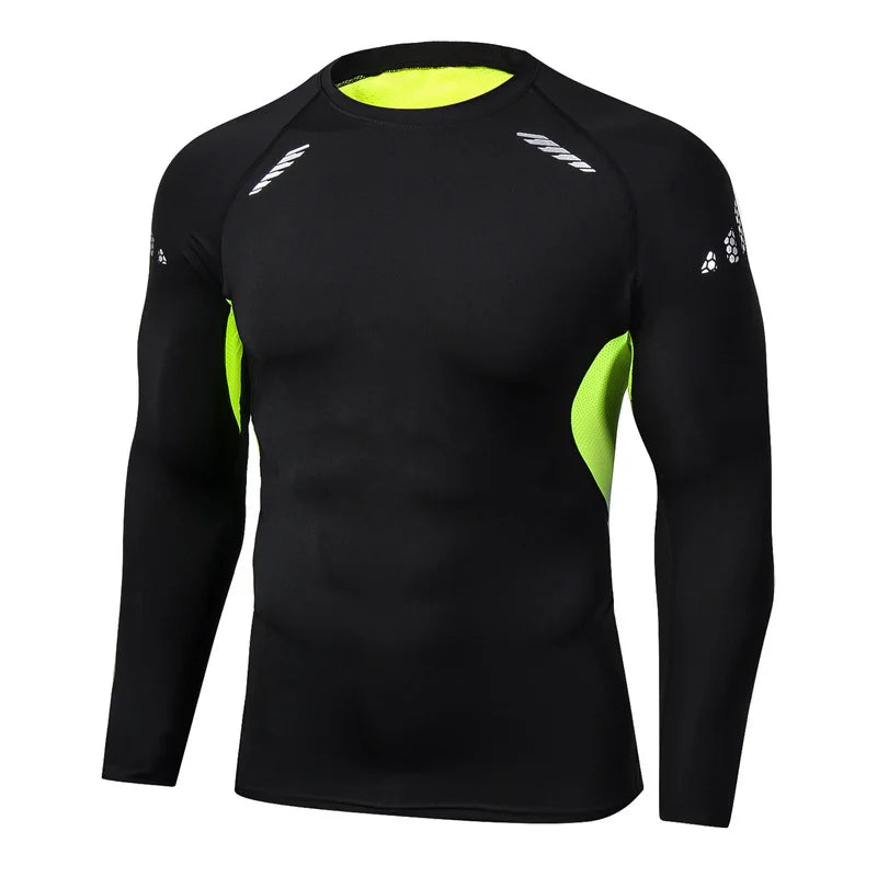 Black men's WYHYAYE fitness quick-dry compression sports t-shirt, ideal for workout and athletic activities.