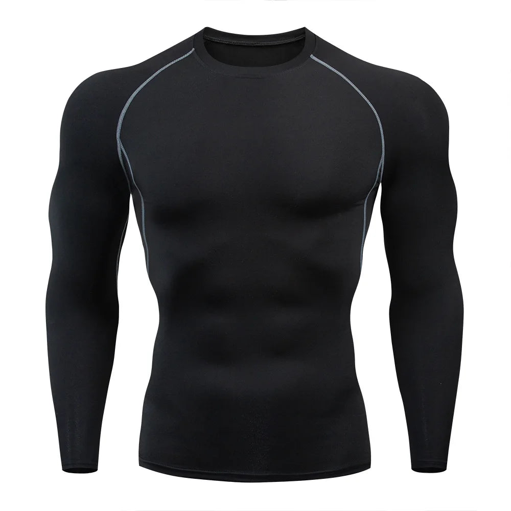 WYHYAYE men's quick-dry athletic compression T-shirt in black, perfect for fitness and sports activities.