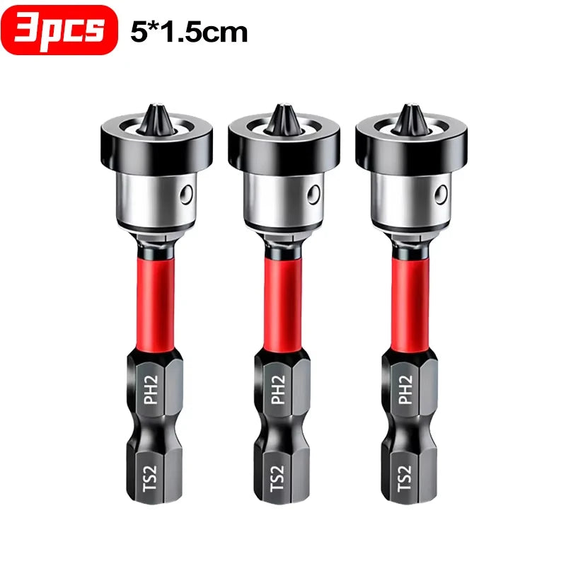 Set of five YUKU magnetic screwdriver bits, 6.35mm for drywall, made of durable alloy steel, suitable for electric tool use.