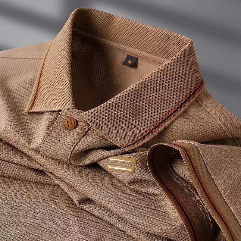 ZHUOFU men's luxury polo shirt in black with short sleeves, casual and breathable for summer, size 2XL, suitable for warm weather.