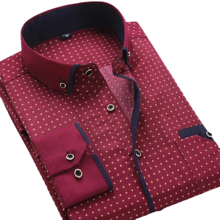 Long sleeve floral casual shirt for men by Ziyang Kasa, tailored fit with vibrant floral pattern, ideal for relaxed occasions.