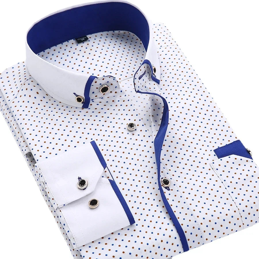 Long-sleeve floral casual shirt for men by Ziyang Kasa, tailored fit, with vibrant floral pattern, ideal for everyday wear.