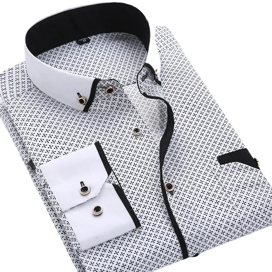 Long-sleeve floral casual men's shirt by Ziyang Kasa, tailored fit with vibrant floral pattern, perfect for casual occasions.